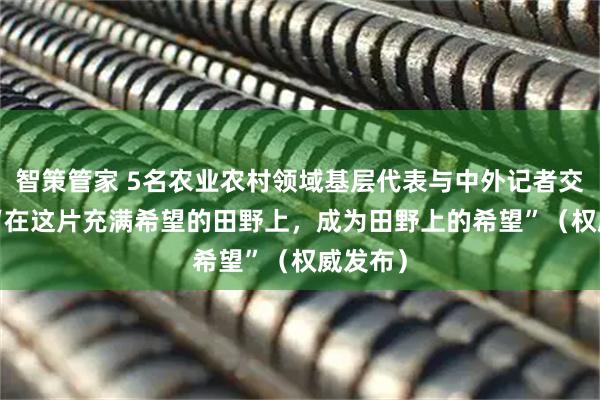 智策管家 5名农业农村领域基层代表与中外记者交流—— “在这片充满希望的田野上,成为田野上的希望”(权威发布)